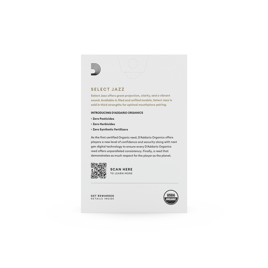 Тростина для саксофона D'Addario Organic Select Jazz - Alto Sax Filed 3S - 10 Pack (ORSF10ASX3S) - изображение 4
