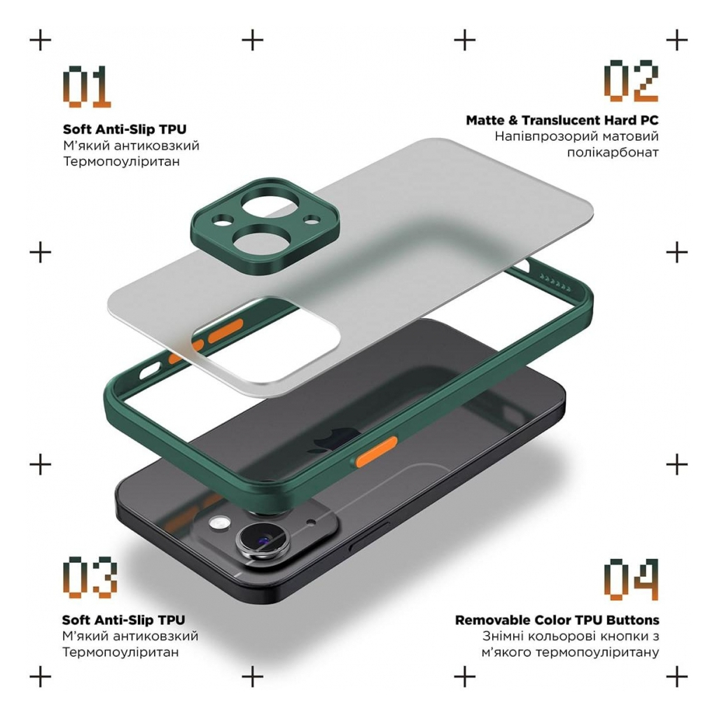 Чохол до мобільного телефона Armorstandart Frosted Matte Samsung S23FE 5G Dark Green (ARM69715) - зображення 2