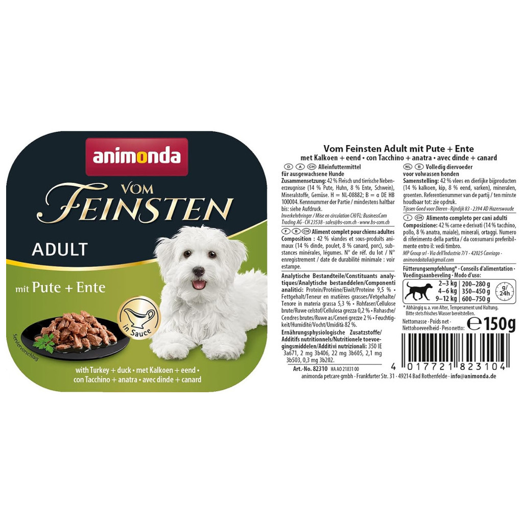 Консерви для собак Animonda Vom Feinsten delicious sauce Adult with Turkey + duck 150 г (4017721823364) - зображення 2