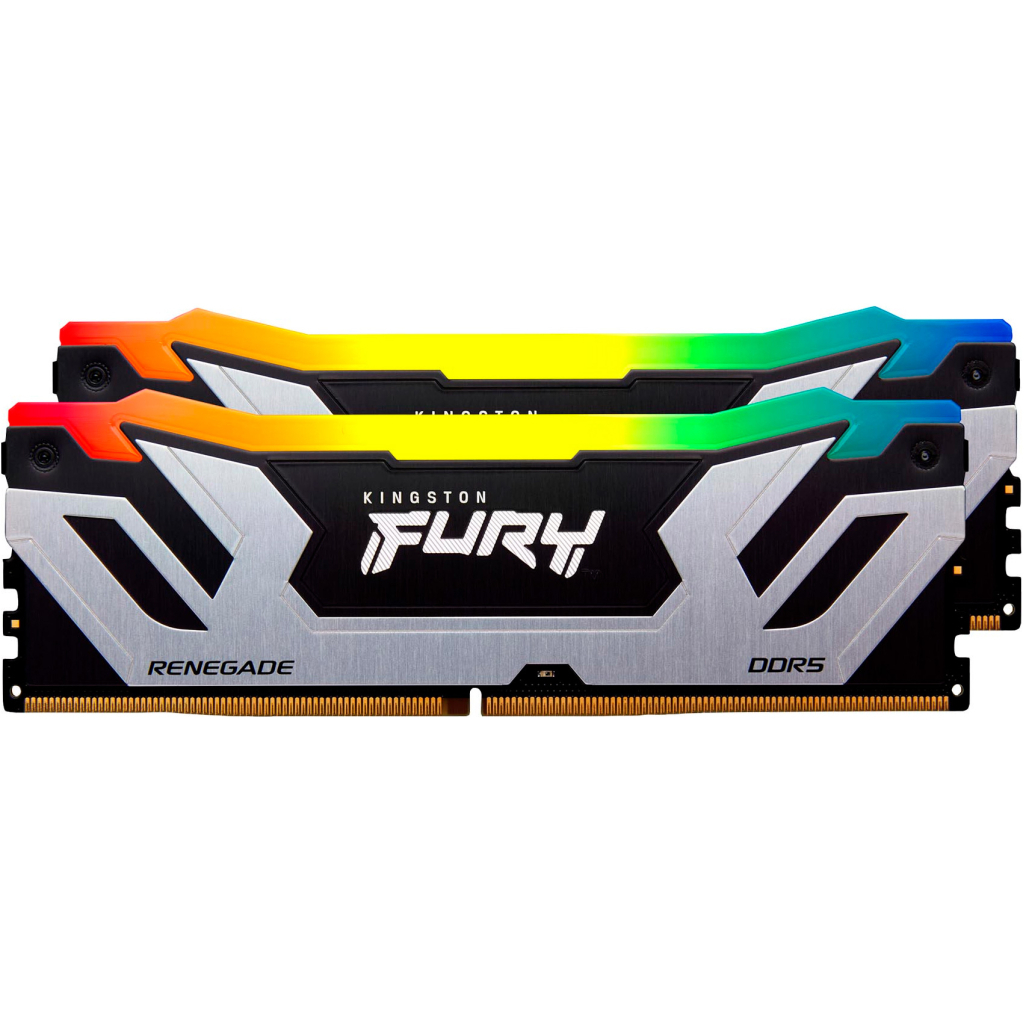 Модуль пам'яті для комп'ютера DDR5 48GB (2x24GB) 8800 MHz Renegade RGB Black/Silver Kingston Fury (ex.HyperX) (KF588CU42RSAK2-48) - зображення 2