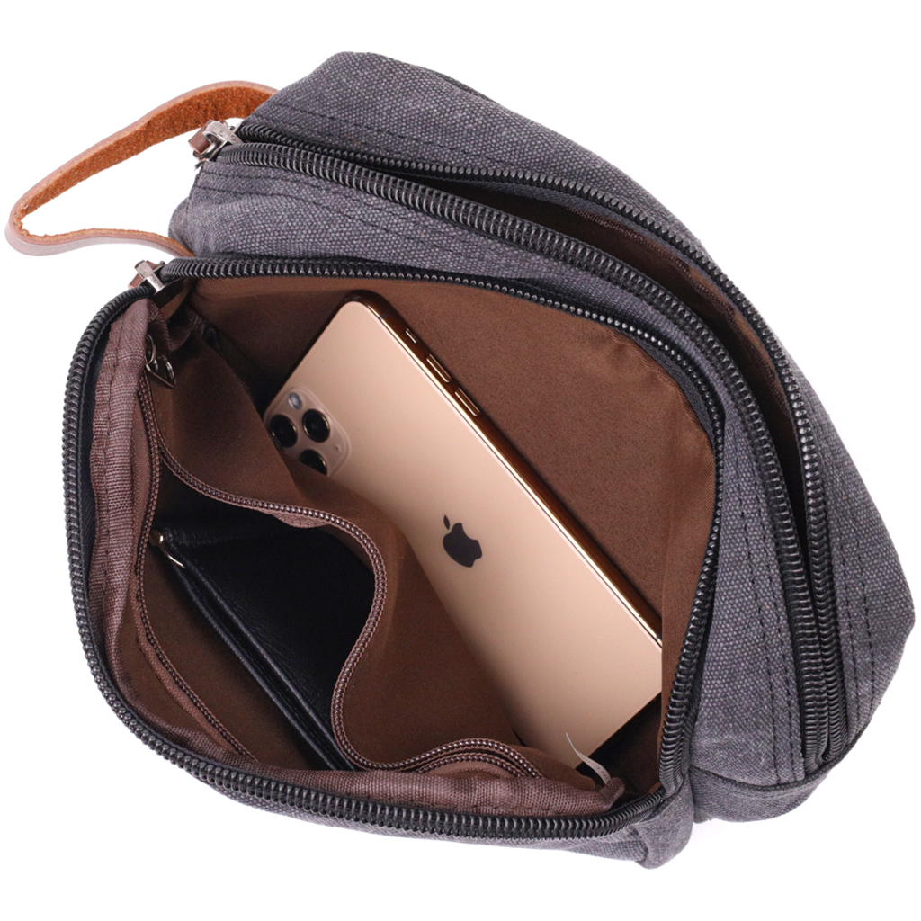 Сумка Vintage Для чоловіків на два відділення з текстилю Чорна (22233) - зображення 7