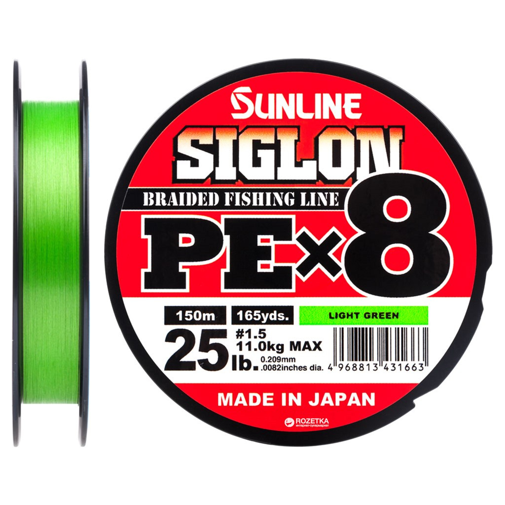 Шнур Sunline Siglon PE х8 150m 1.5/0.209mm 25lb/11.0kg Light Green (1658.09.67) - зображення 1