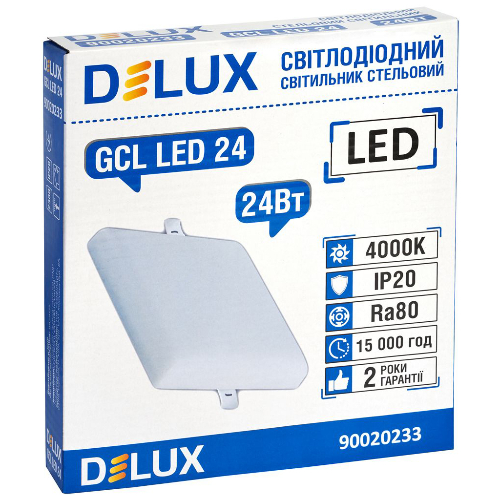 Світильник Delux GCL LED 24 4000К 24Вт 230В SQUARE (90020233) - зображення 3