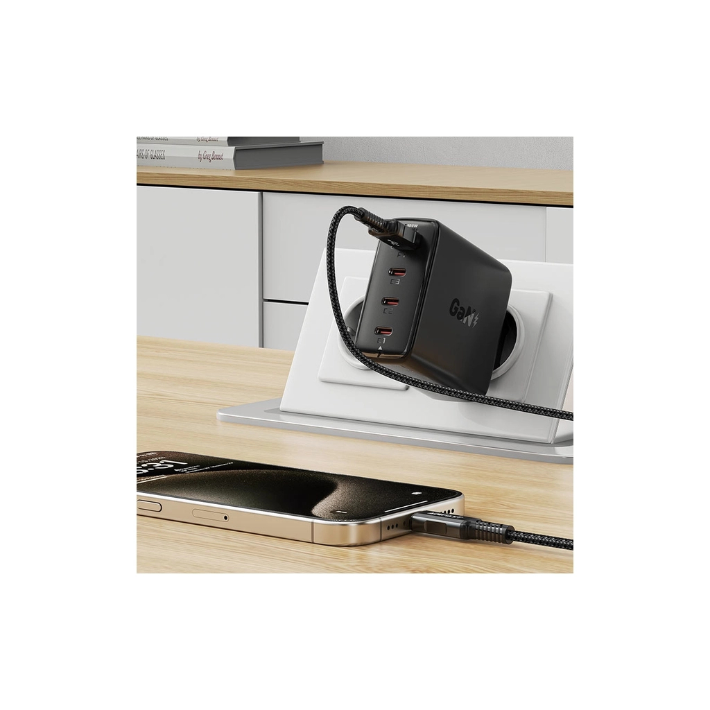 Зарядний пристрій Acefast 4xUSB 100W (3xUSB-C+USB-A) Gan A94 Fast Charger Black (6974316283133) - зображення 7