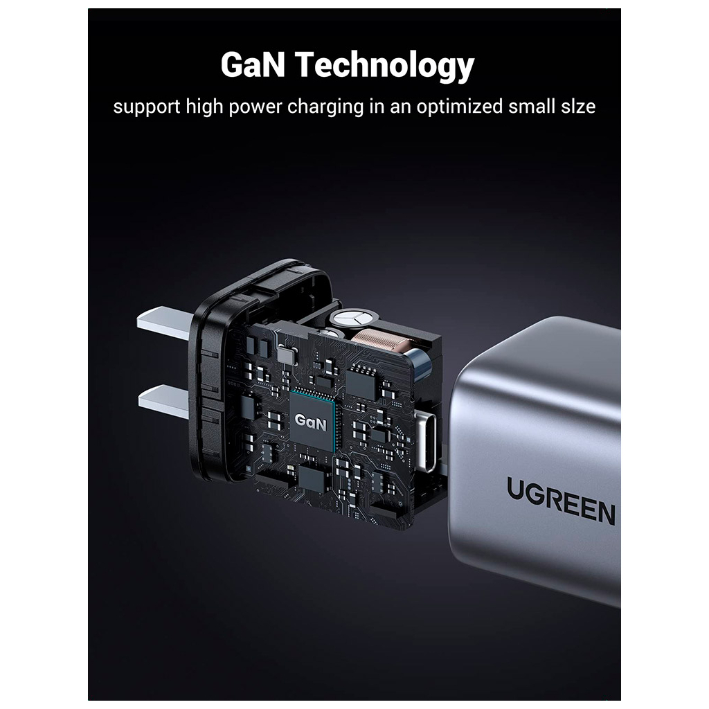 Зарядний пристрій Ugreen 1xUSB 30W Gan Type-C PD Nexode Mini Grey CD319 (90666) - зображення 3