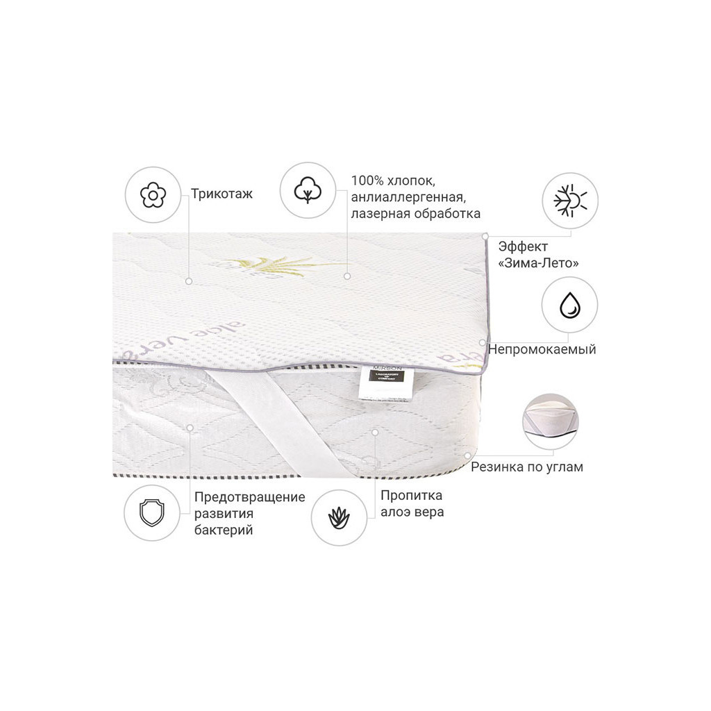 Наматрацник MirSon №1005 Alberto Eco Seasons Aloe Vera 120х190 см (2200001490697) - зображення 2