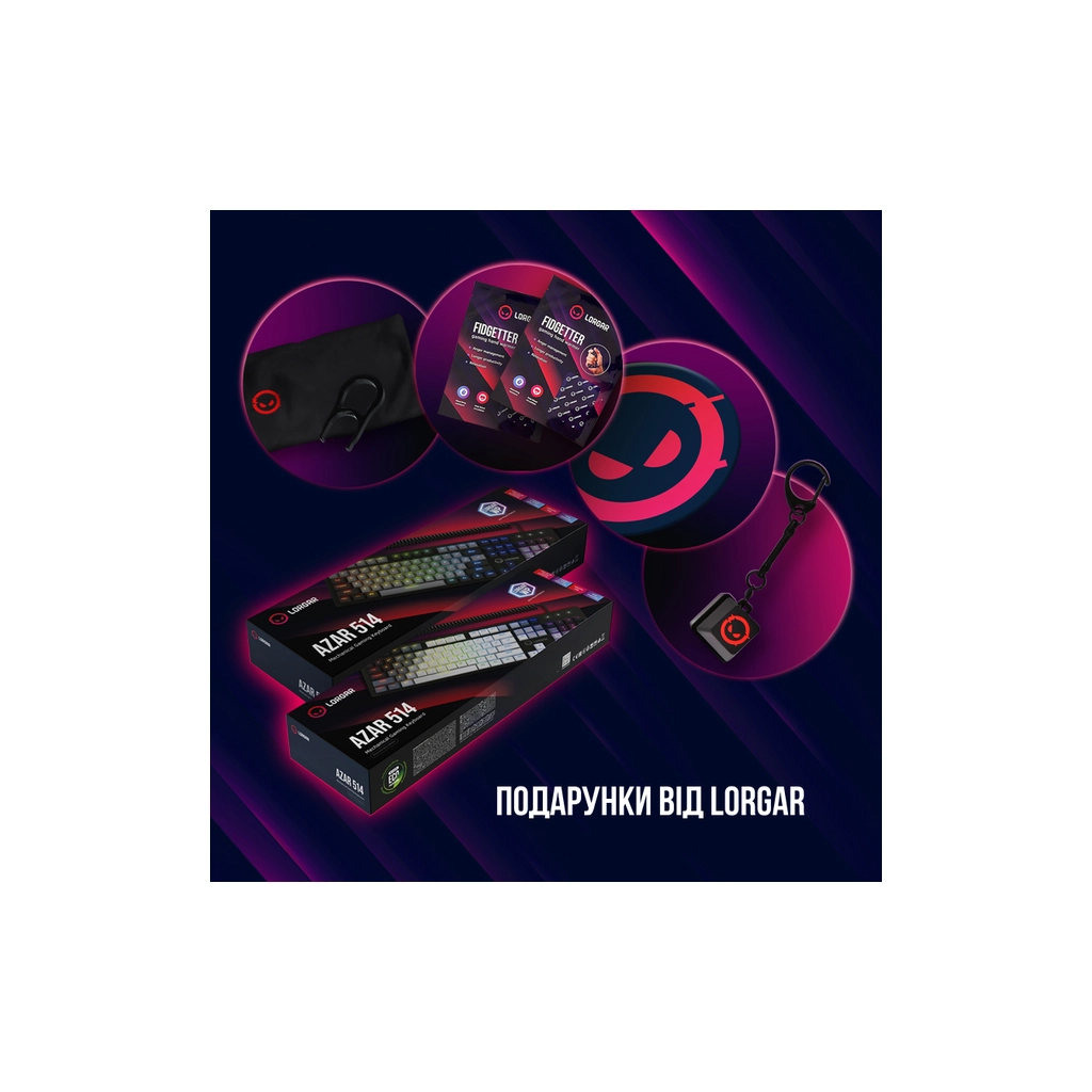 Клавіатура Lorgar Azar 514 RGB USB UA Black (LRG-GK514B-UA) - зображення 10