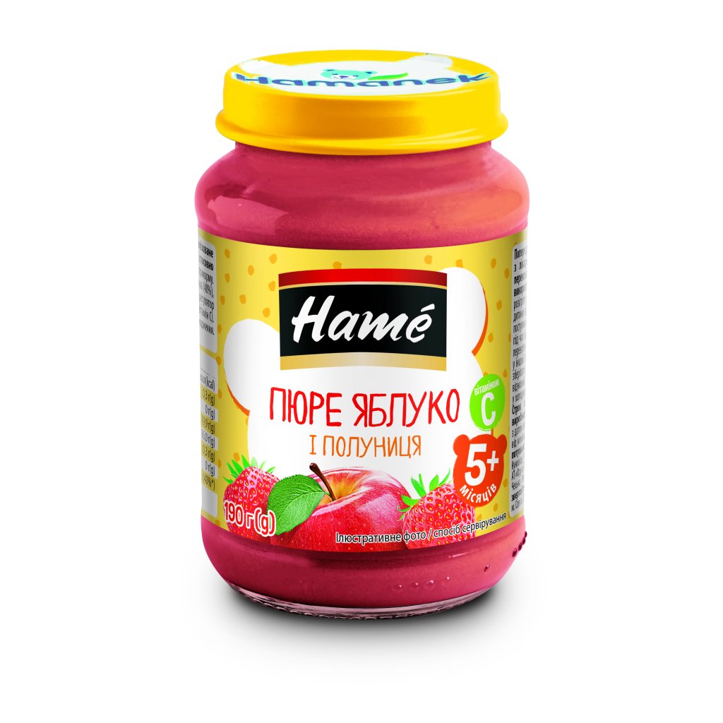 Дитяче пюре Hame Яблуко і полуниця, 190 г (8595139703714) - зображення 1