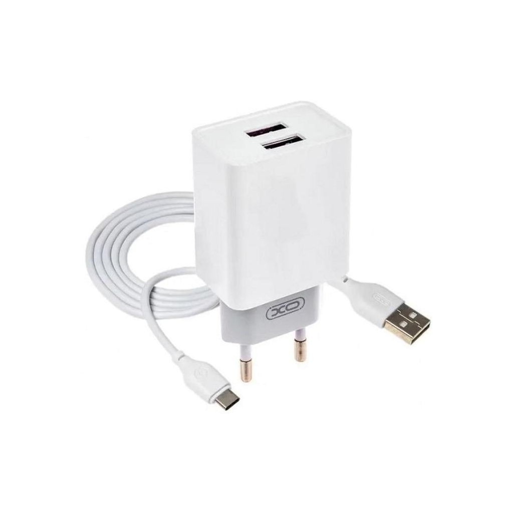 Зарядний пристрій XO L75 2USB/2.4A + Type-C White (XO-L75-T) - зображення 1