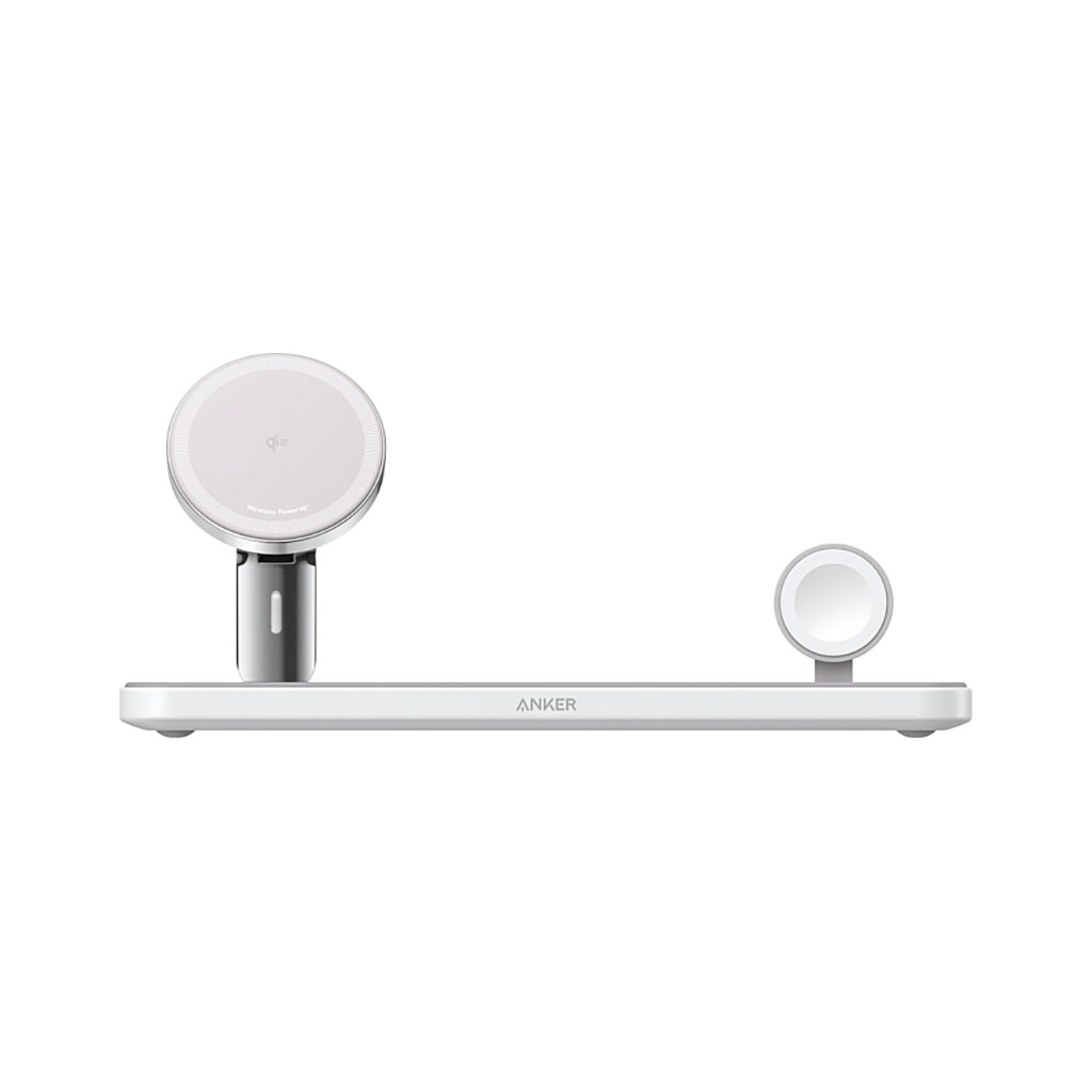 Зарядний пристрій Anker MagGo Wireless Charging Station 15W 3-in-1 Pad White (B25M1321) - зображення 2