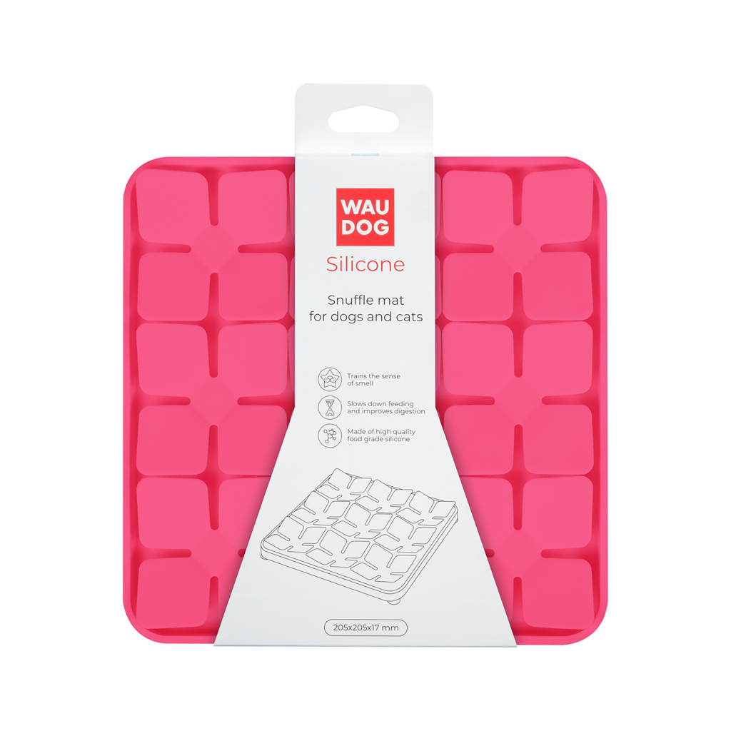 Універсальний посуд для тварин WAUDOG Silicone Килимок для пошуку корму 20х20х1.7 см рожевий (23517) - зображення 2