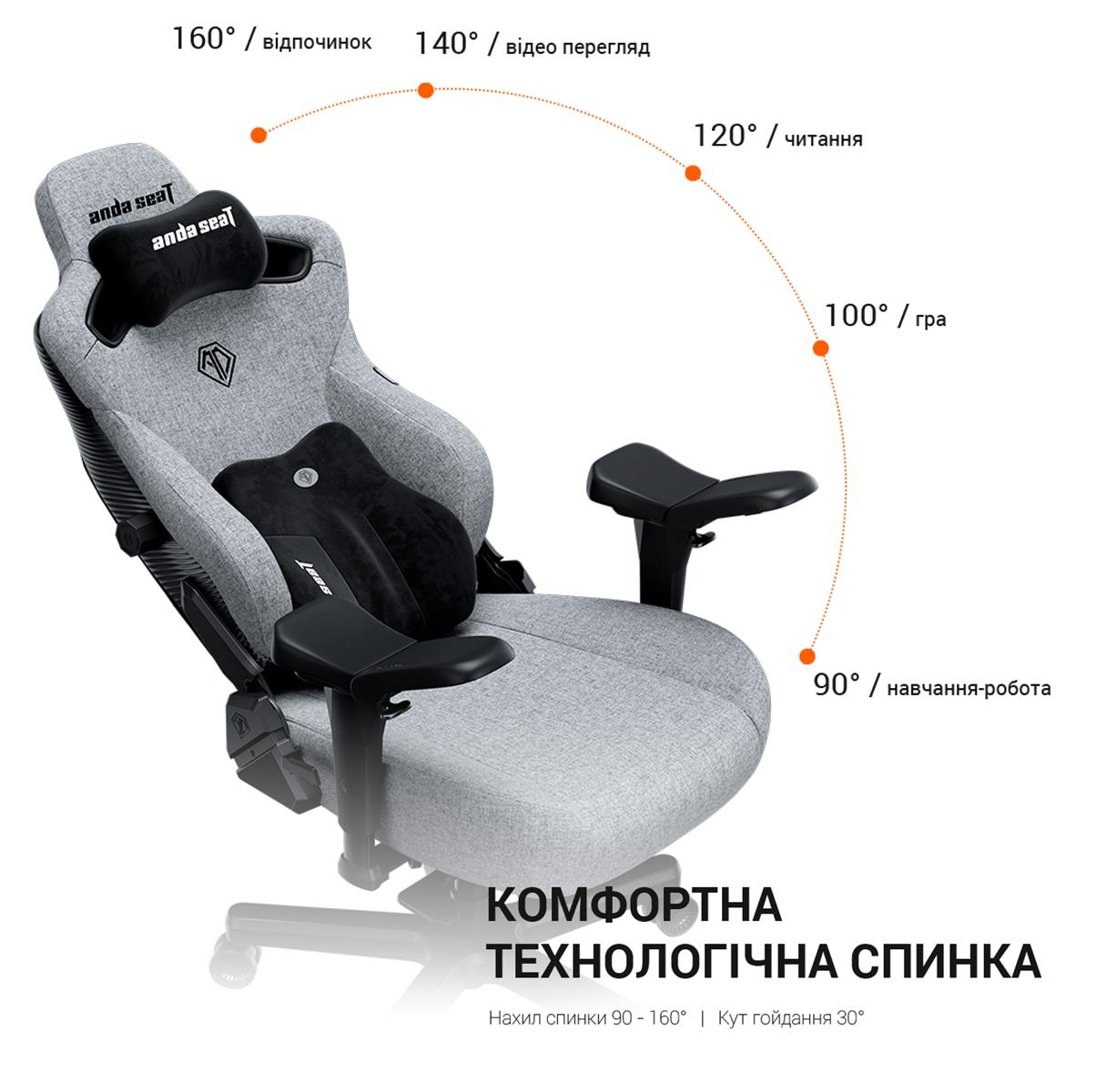 Крісло для геймерів Anda Seat Kaiser 3 Pro Size XL Fabric Black (AD12YDC-XL-01-B-CF-B02) - зображення 14