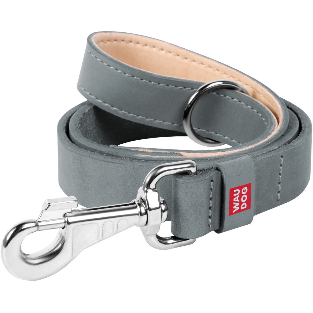 Повідець для собак WAUDOG Classic шкіряний Ш 25 мм Д 122 см сірий (081511) - зображення 1