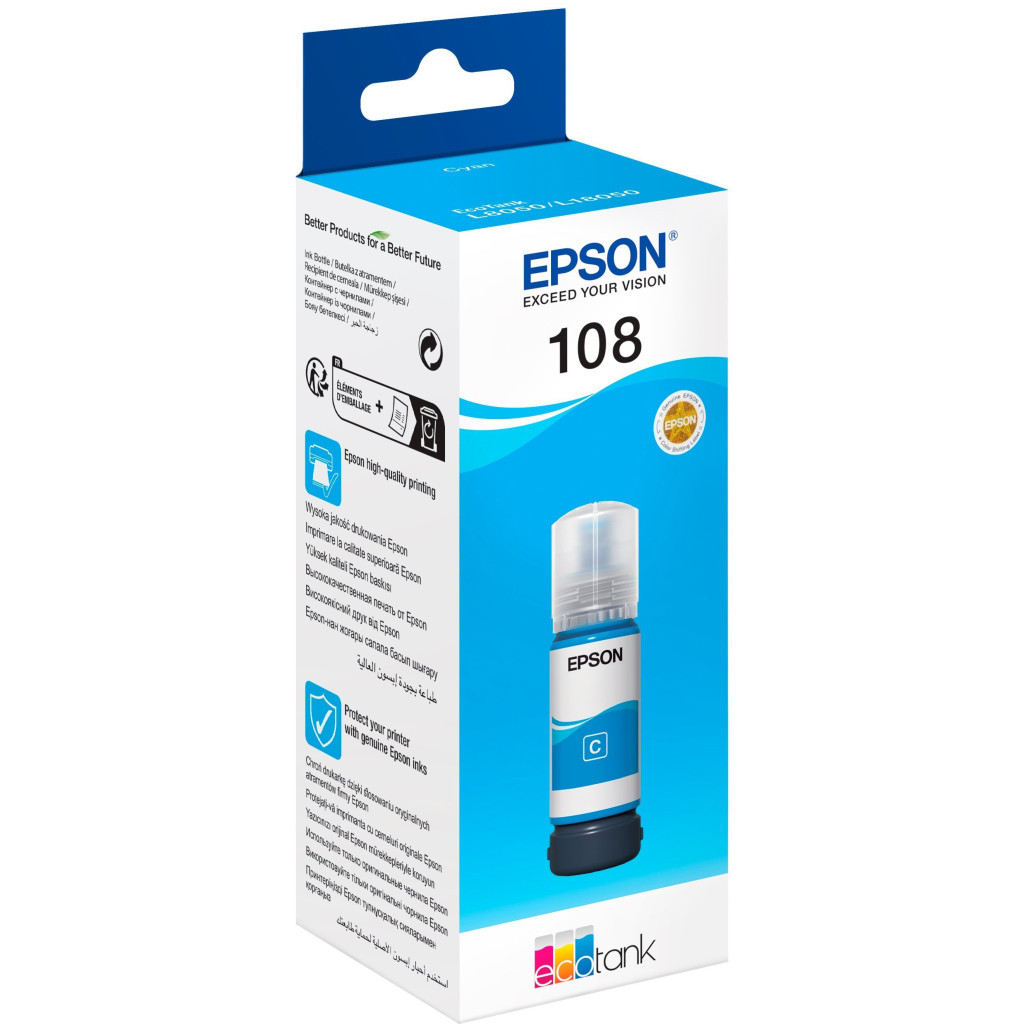 Контейнер з чорнилом Epson 108 EcoTank L8050/L18050 cyan (C13T09C24A) - зображення 1