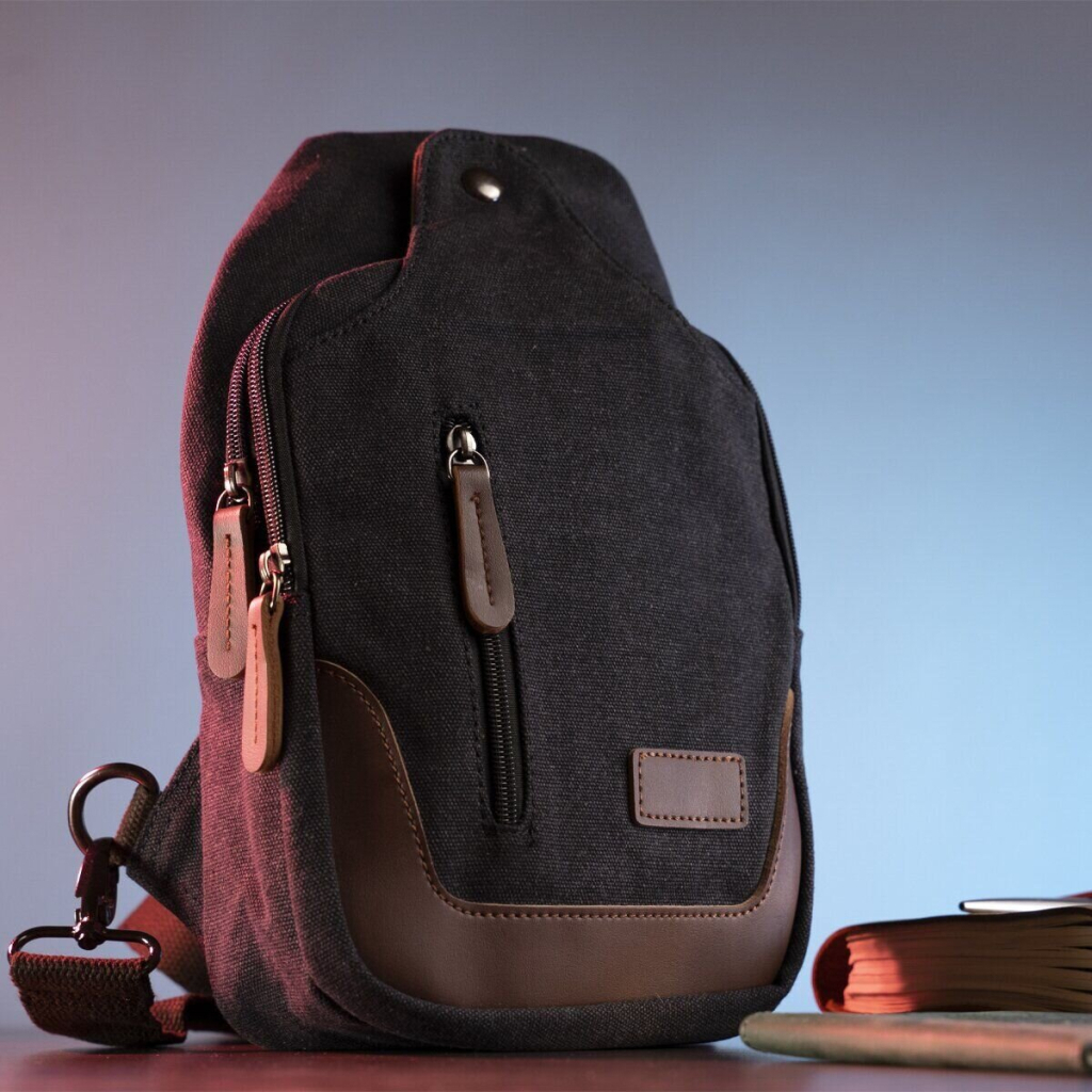 Сумка Vintage Через плече текстильна Чорна (20077) - зображення 6