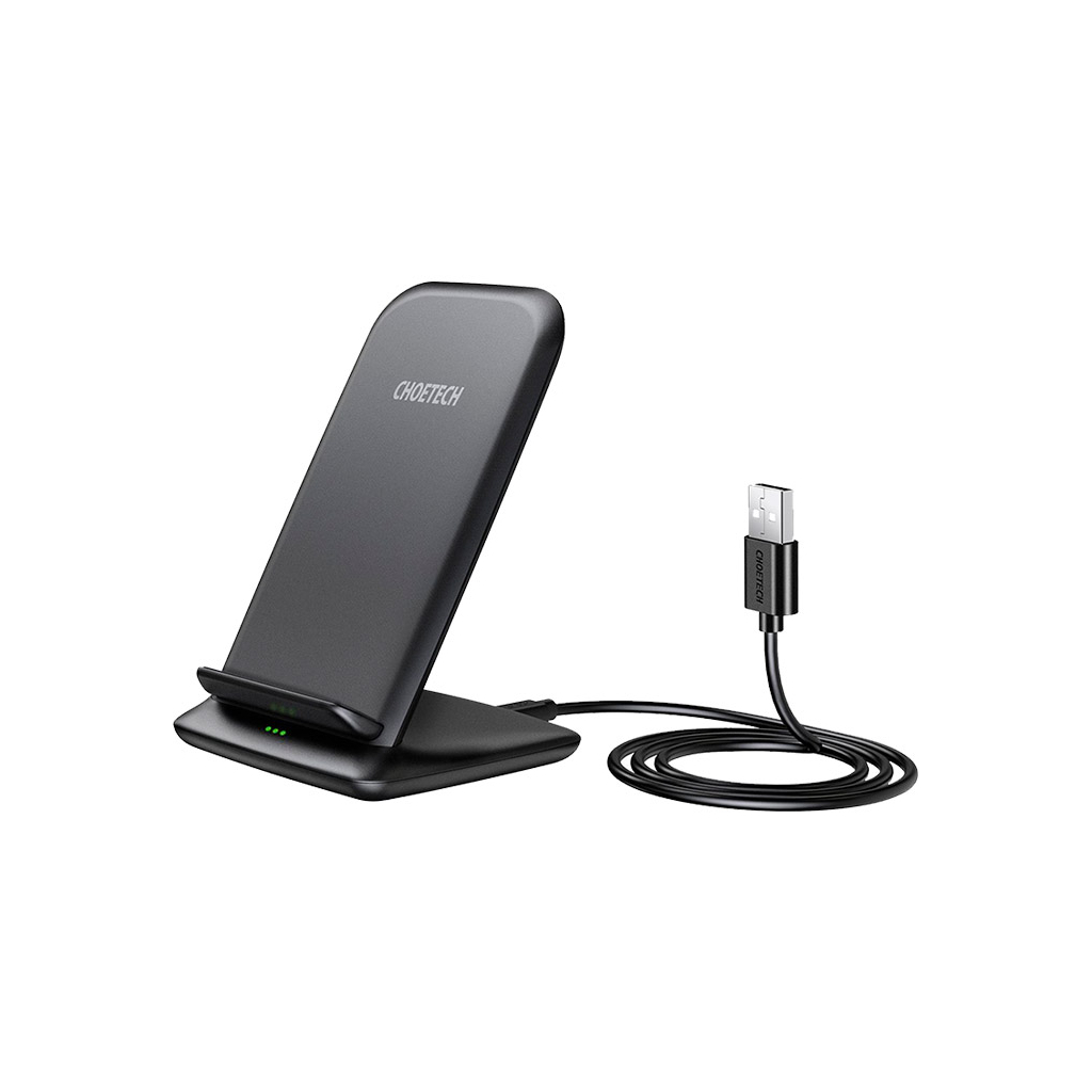 Зарядний пристрій Choetech 15W Fast Wireless Charging Stand 2coils black (T555-F-BK) - зображення 3