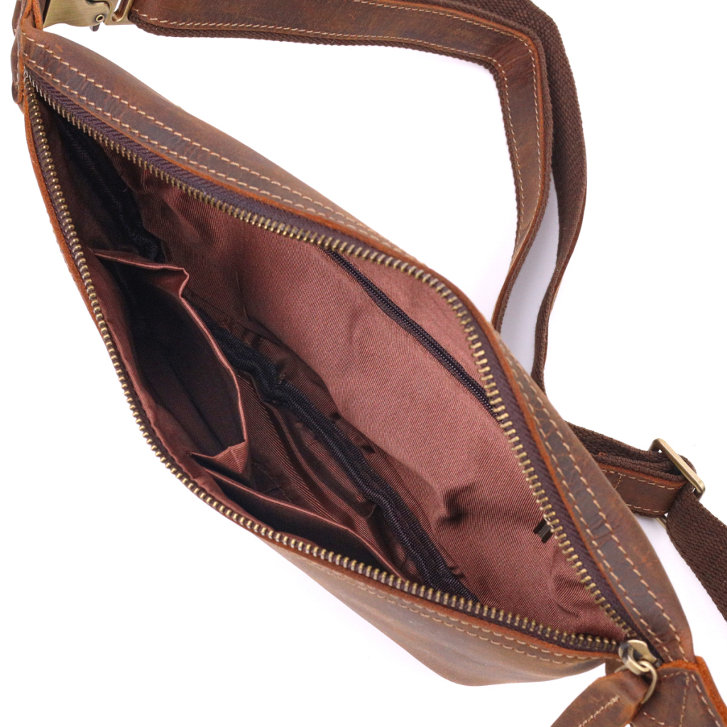 Сумка Vintage Вінтажна поясна з натуральної шкіри Коричнева (21294) - зображення 6