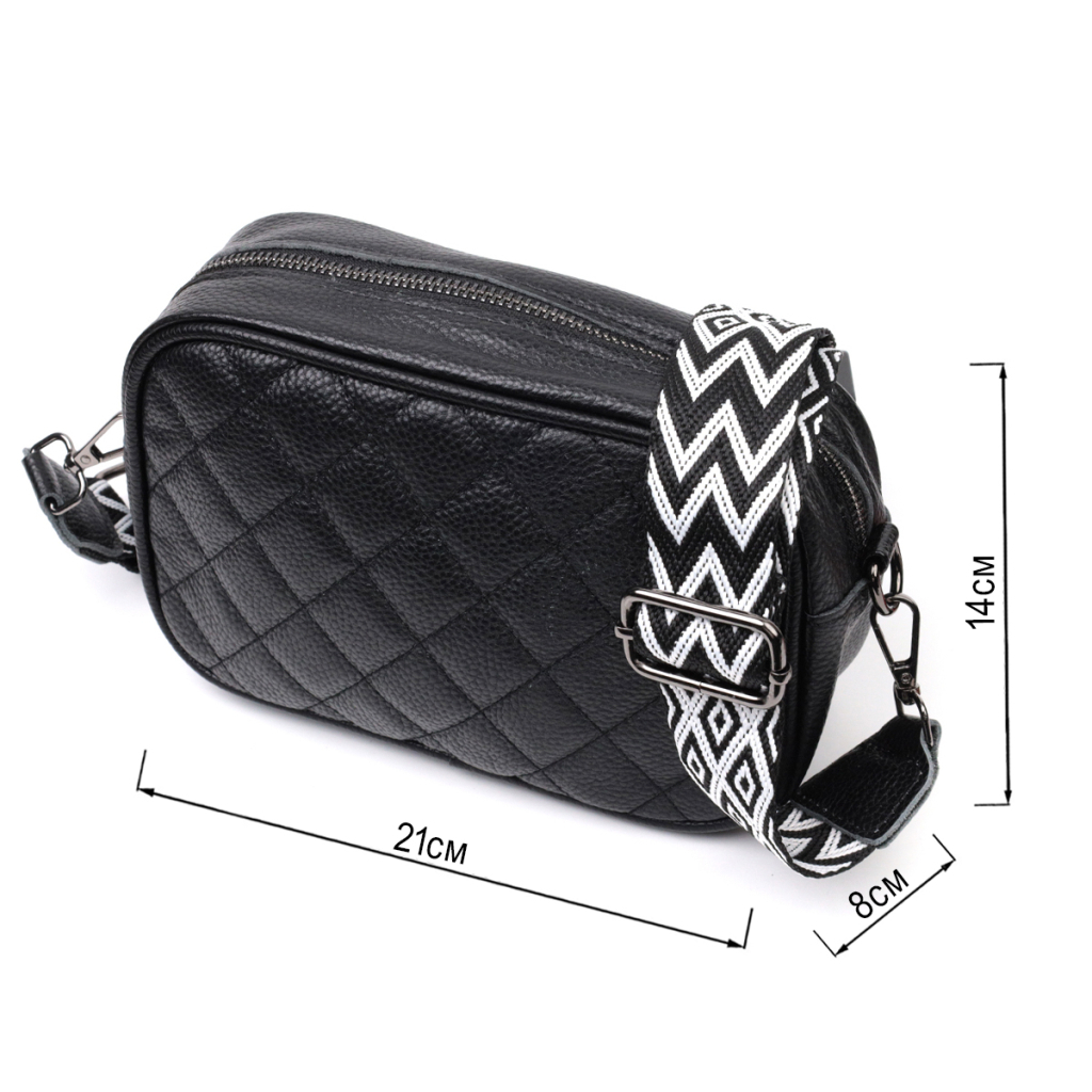 Сумка Vintage Шкіряна жіноча через плече на одне відділення Чорна (22387) - зображення 3