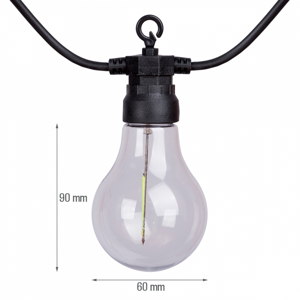 Гірлянда YES! Fun ретро LED вулична 10 ламп, 6 м, IP44, багатобарвна, 8 м (801173) - зображення 3