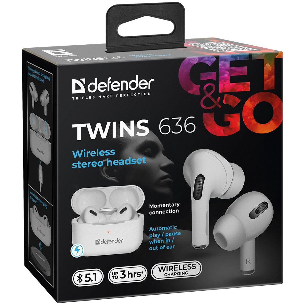 Навушники Defender Twins 636 TWS Pro Bluetooth White (63636) - зображення 8