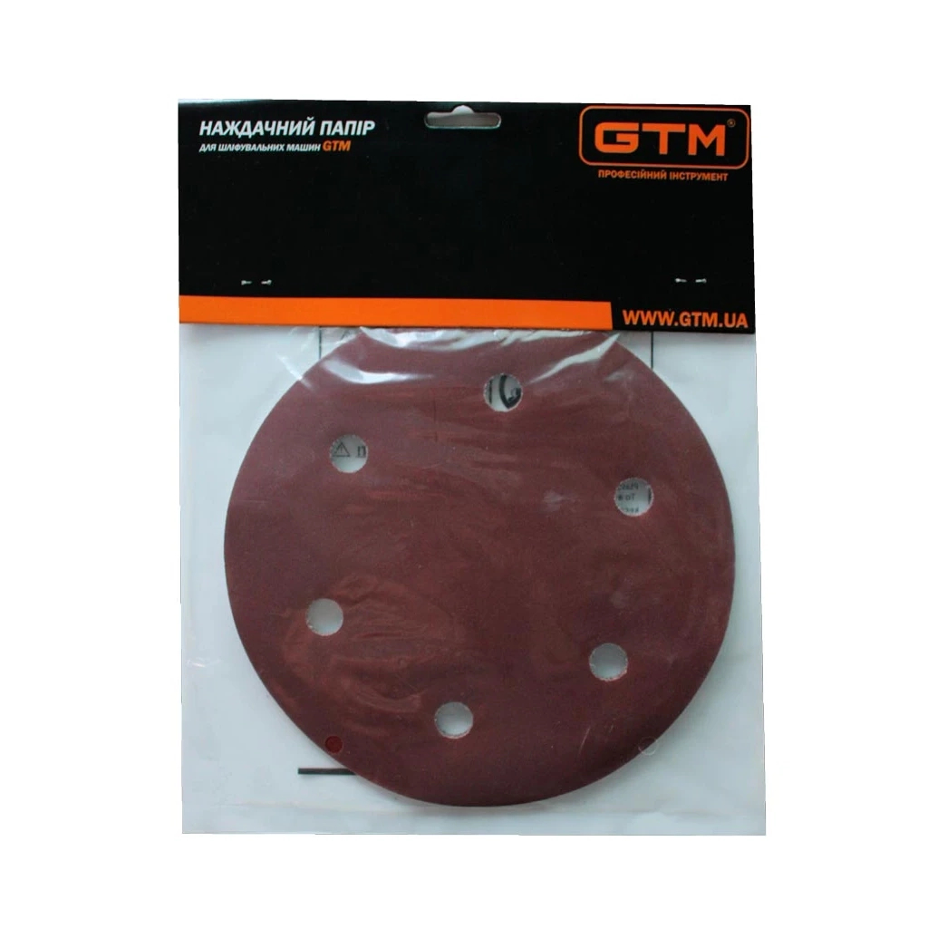 Наждачний папір GTM круг з отворами 215мм Р-80, липучка, 5шт. (SZB225V P80) - изображение 2