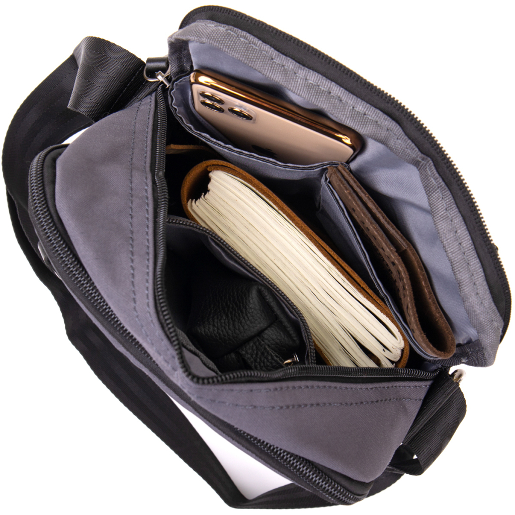 Сумка Vintage Текстильна чоловіча на два відділення Графітова (20659) - зображення 3