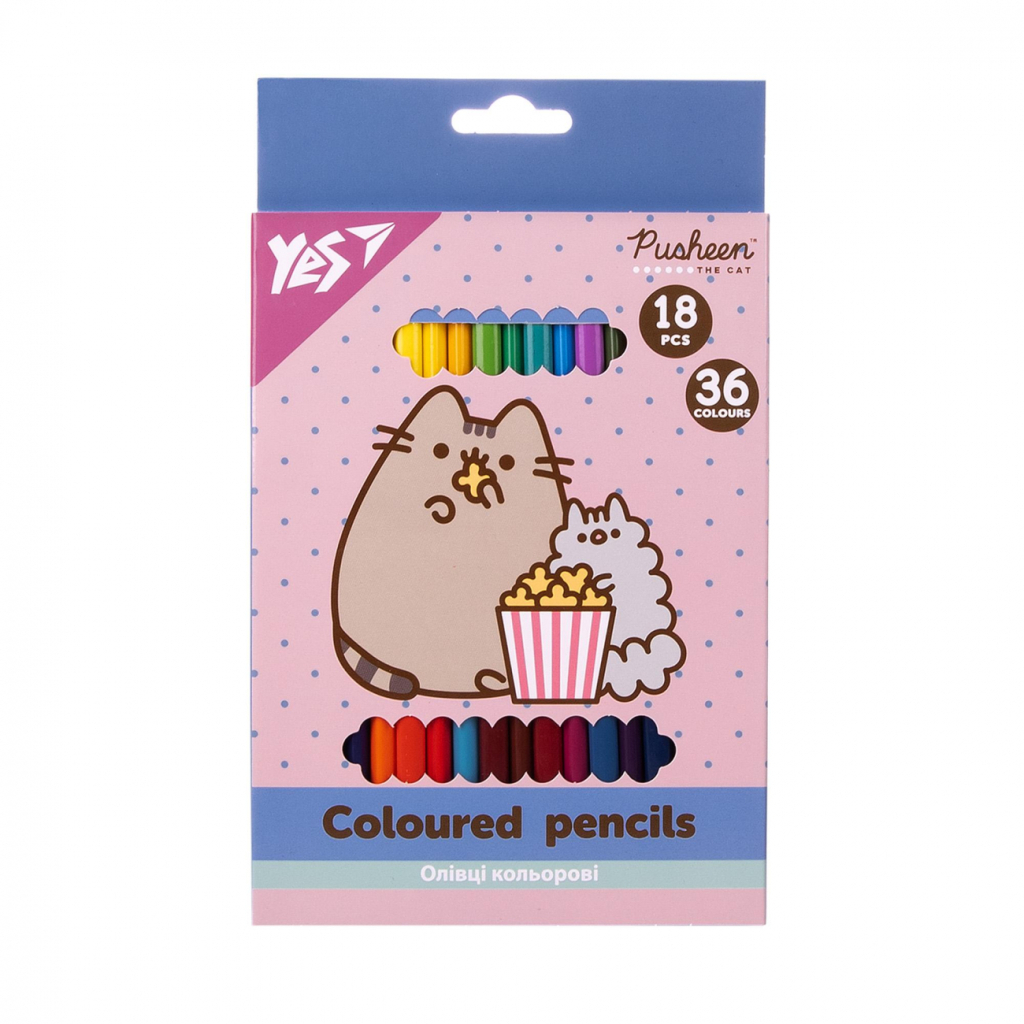 Олівці кольорові Yes Pusheen 18 шт 36 кол. (290769) - изображение 1