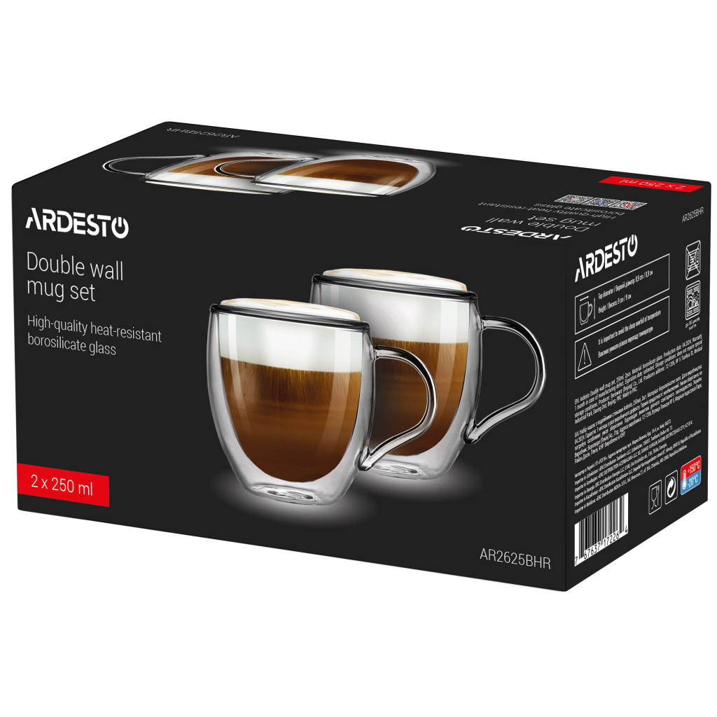 Набір чашок Ardesto BHR 250 мл 2 шт прозорий (AR2625BHR) - зображення 2