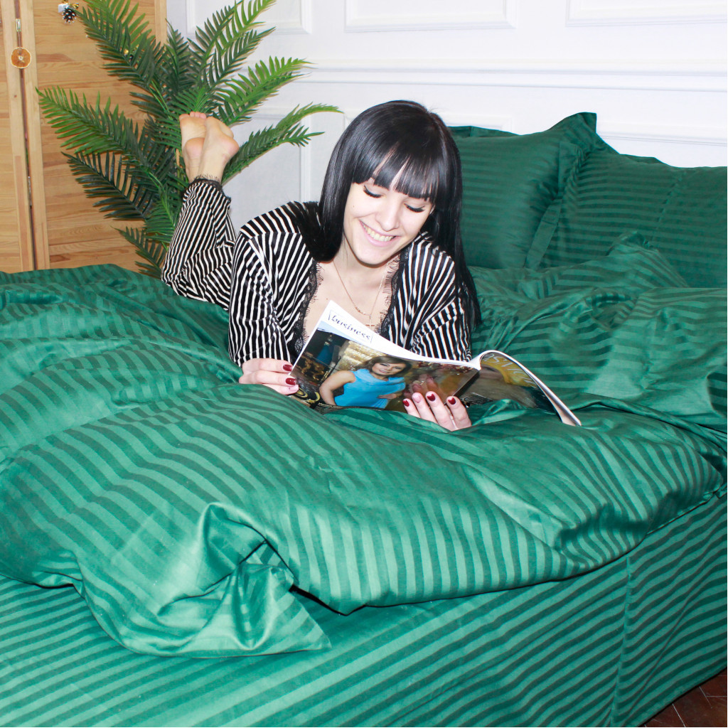 Постільна білизна MirSon SatinStripe 30-0017Green 220х240 King Size (2200005254103) - зображення 7