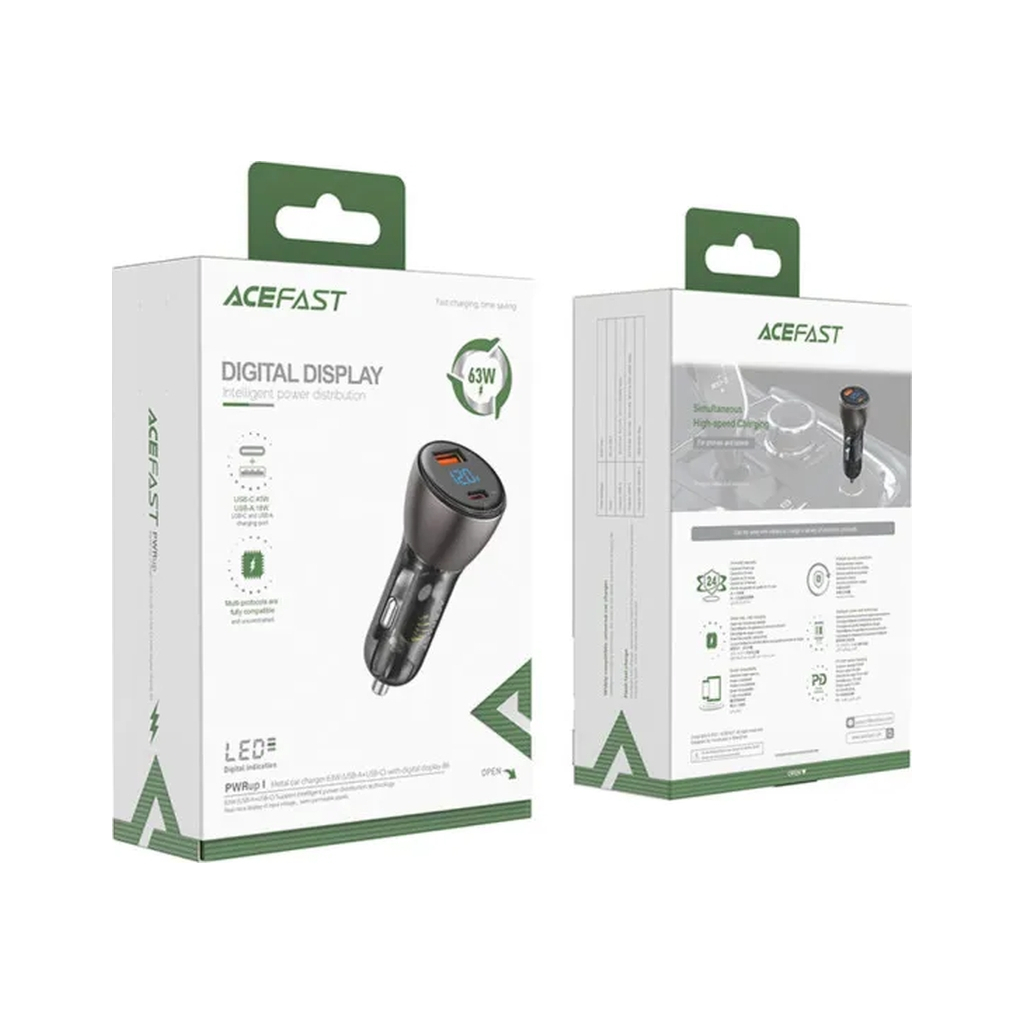 Зарядний пристрій Acefast 2xUSB 63W (USB-C + USB-A) B6 with digital display (6974316280972) - зображення 5