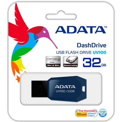 USB флеш накопичувач ADATA 32GB DashDrive UV100 Blue USB 2.0 (AUV100-32G-RBL) - зображення 4