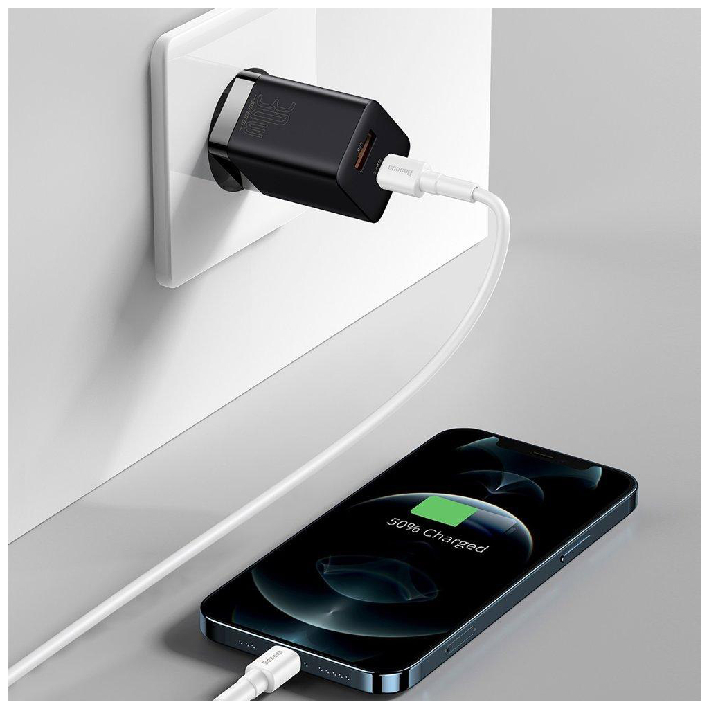 Зарядний пристрій Baseus Super Si Pro Quick Charger C+U 30W black (CCSUPP-E01) - зображення 8