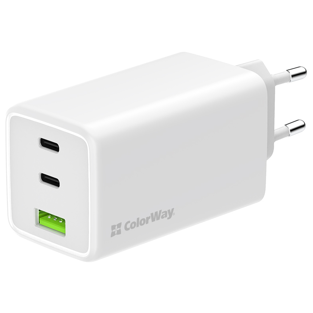 Зарядний пристрій ColorWay C101B GaN Mini 100W PD PPS 2xUSB-C + USB-A white (CW-CHS061PD-WT) - изображение 1