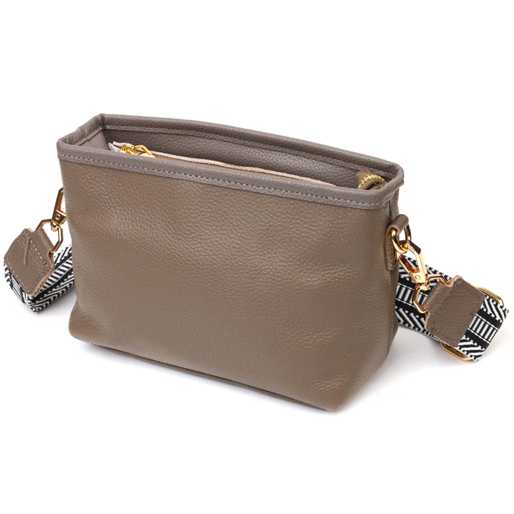 Сумка Vintage Компактна на плече з натуральної шкіри Сіра (22098) - зображення 2