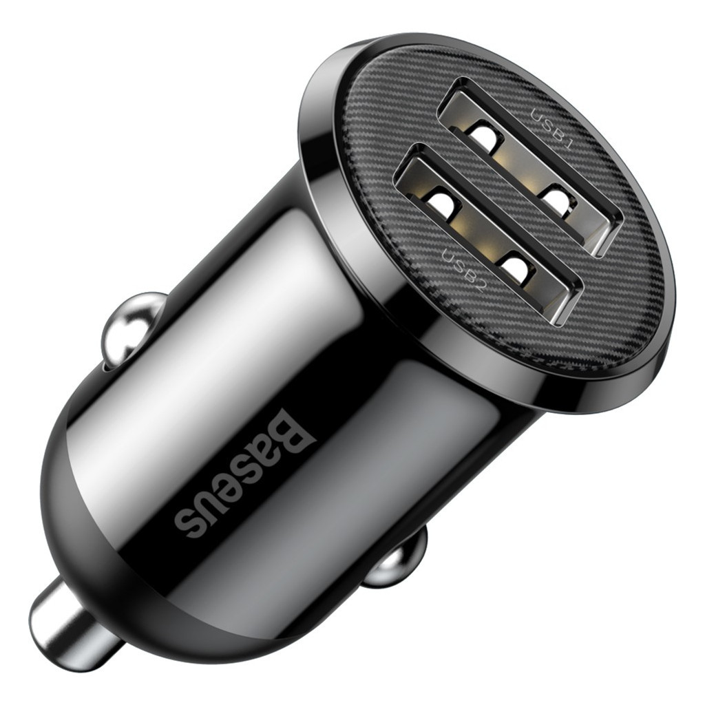 Зарядний пристрій Baseus Grain Pro Car Charger (Dual USB 4.8A ) USB Black (CCALLP-01) - зображення 1