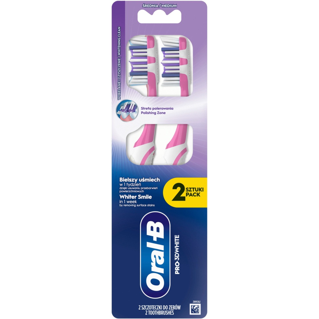 Зубна щітка Oral-B Pro 3D White Відбілювання Середньої жорсткості 2 шт. (8700216459761) - зображення 2