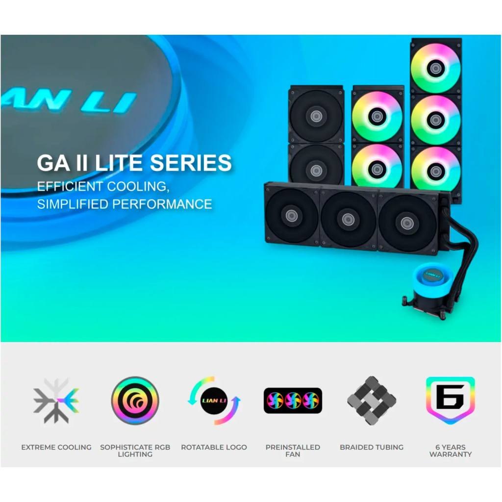 Система рідинного охолодження Lian Li GA II Lite 360R, Black (G89.GA2L36RB.00) - зображення 3