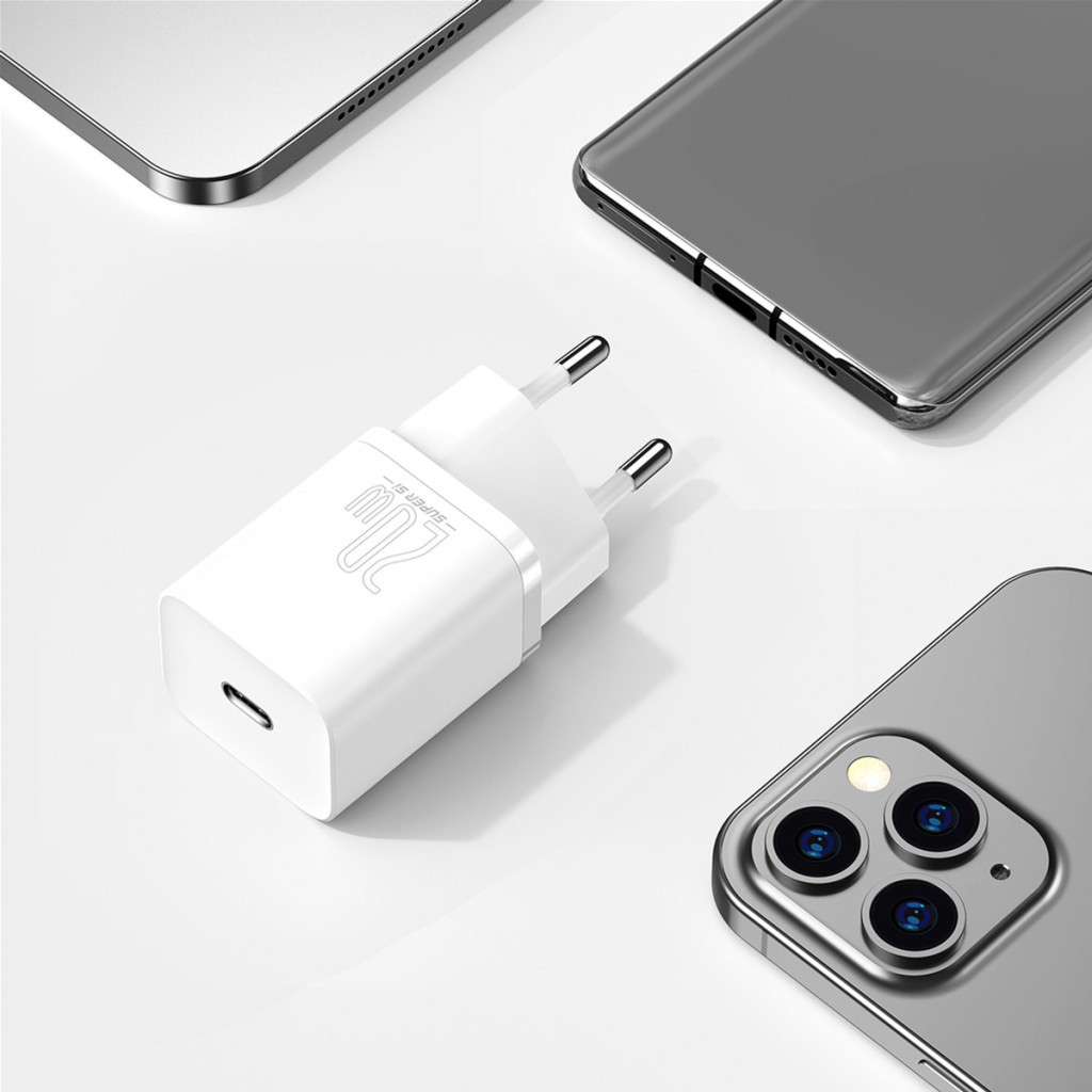 Зарядний пристрій Baseus Super Si 1C 20W With Simple Wisdom Data Cable Type-C/iP White (TZCCSUP-B02) - изображение 11