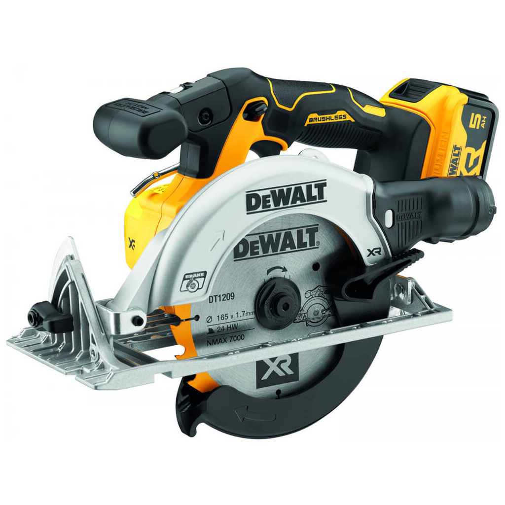 Дискова пила DeWALT 18В XR Li-lon, 2x5Ah, диск 165х20 мм, 2.8 кг, TSTAK (без АКБ та ЗП) (DCS565P2) - зображення 2