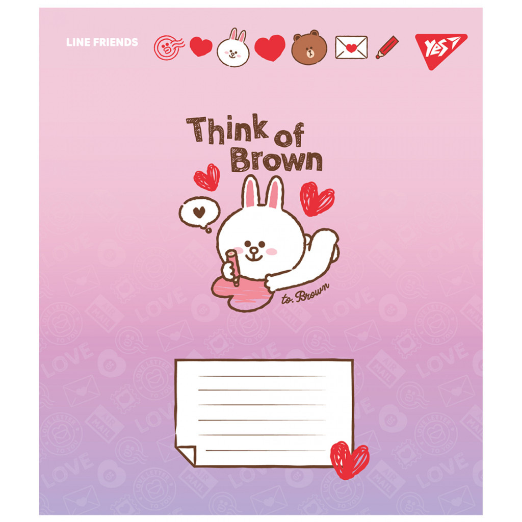 Зошит Yes Line Friends. Love letter 12 аркушів коса лінія (766934) - зображення 3