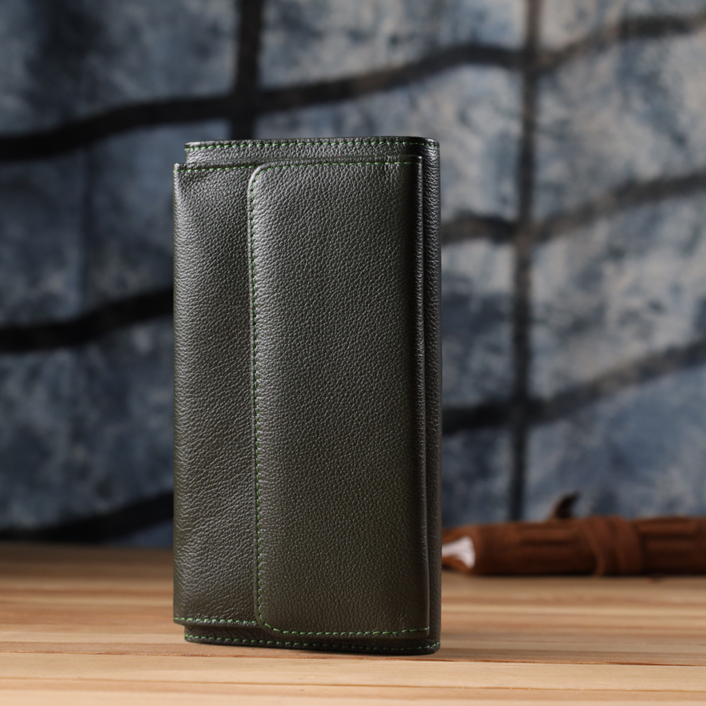 Гаманець ST Leather З натуральної шкіри Зелений (23068) - зображення 10