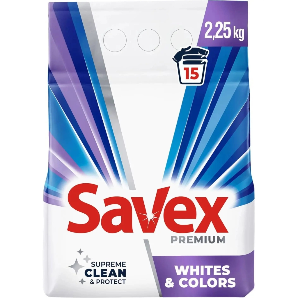 Пральний порошок Savex Premium Whites & Colors 2.25 кг (3800024047879) - зображення 1