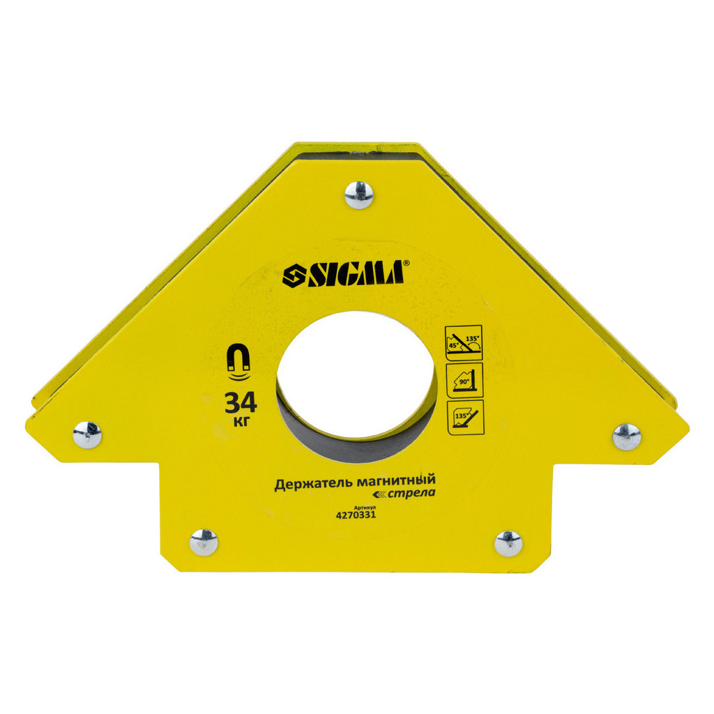Магніт для зварювання Sigma стріла 34кг 110x110мм (45, 90, 135 °) (4270331) - изображение 1