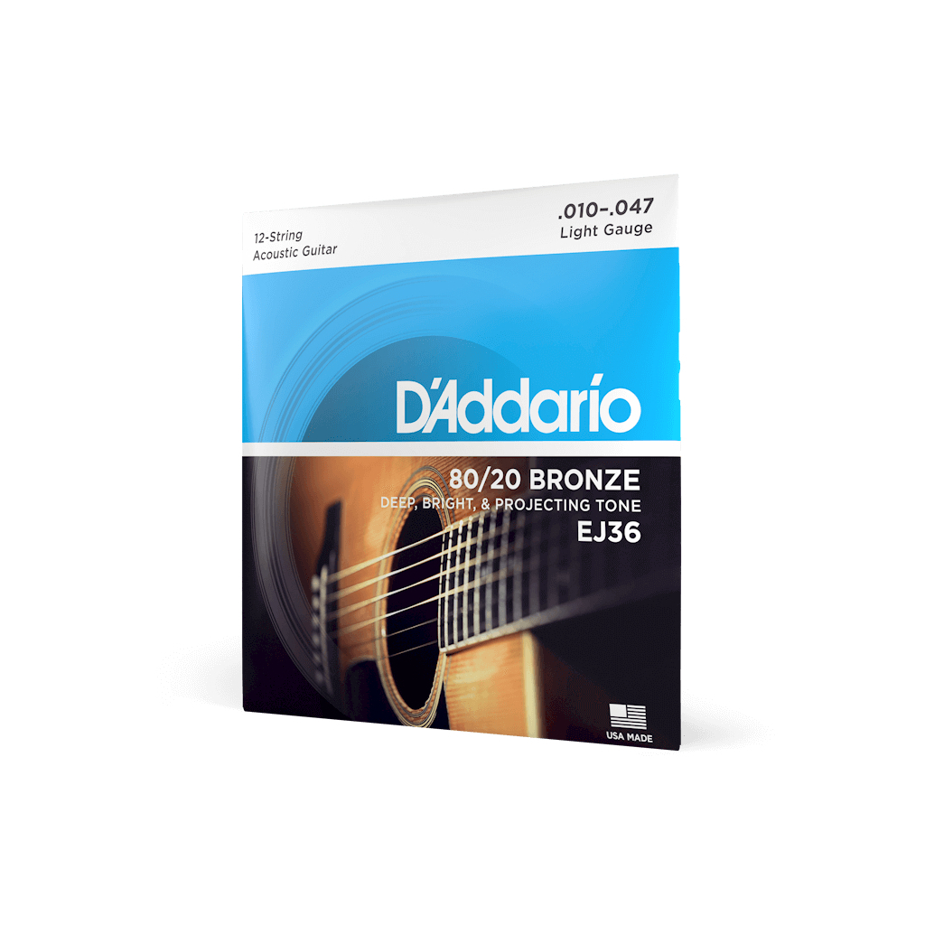 Струни для гітари D'Addario 80/20 Bronze Regular Light 12-String (10-47) (EJ36) - зображення 2
