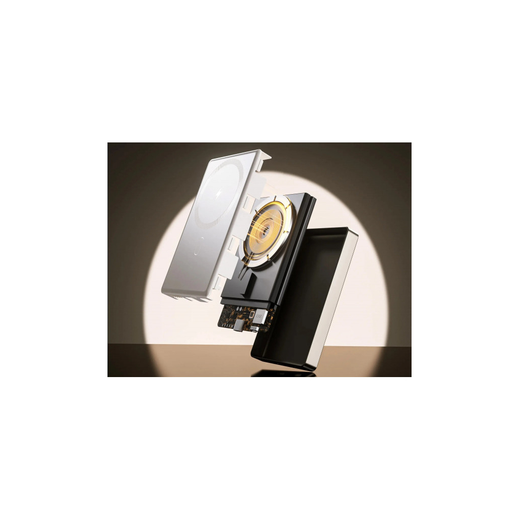 Батарея універсальна Choetech Magnetic Wireless 10000mAh 20W, PD, Qi-15W, USB-C In/Out Ultra-thin, Beige (B739-CCCWH) - зображення 4