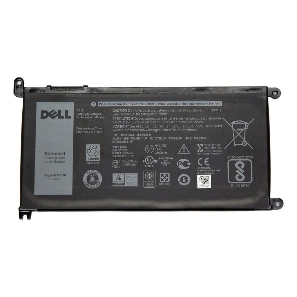 Акумулятор до ноутбука AlSoft Dell Inspiron 15-5568 WDX0R, 39Wh (3400mAh), 3cell, 11.4V, Li-ion (A47905) - зображення 1