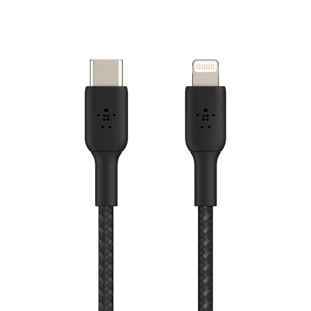 Дата кабель USB 2.0 AM to Lightning 1.0m BRAIDED black Belkin (CAA004BT1MBK) - зображення 2