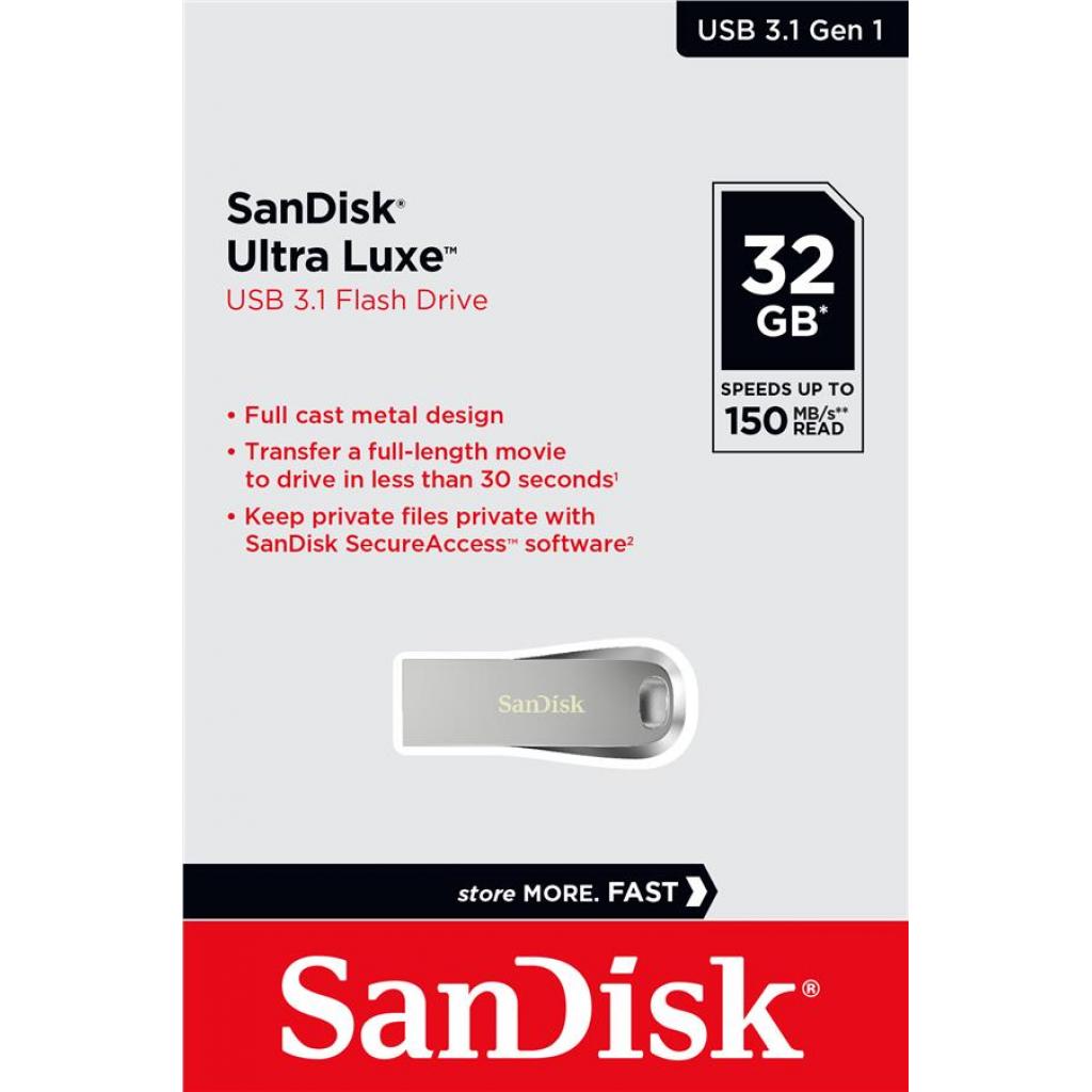 USB флеш накопичувач SanDisk 32GB Ultra Luxe USB 3.1 (SDCZ74-032G-G46) - зображення 5