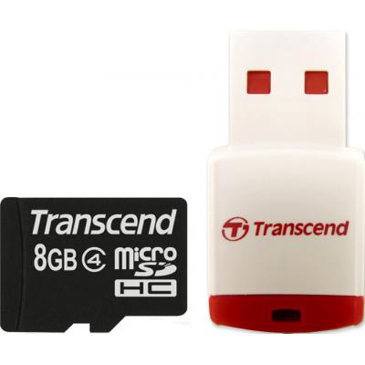Карта пам'яті Transcend 8Gb microSDHC class 4 (TS8GUSDHC4-P3) - зображення 1