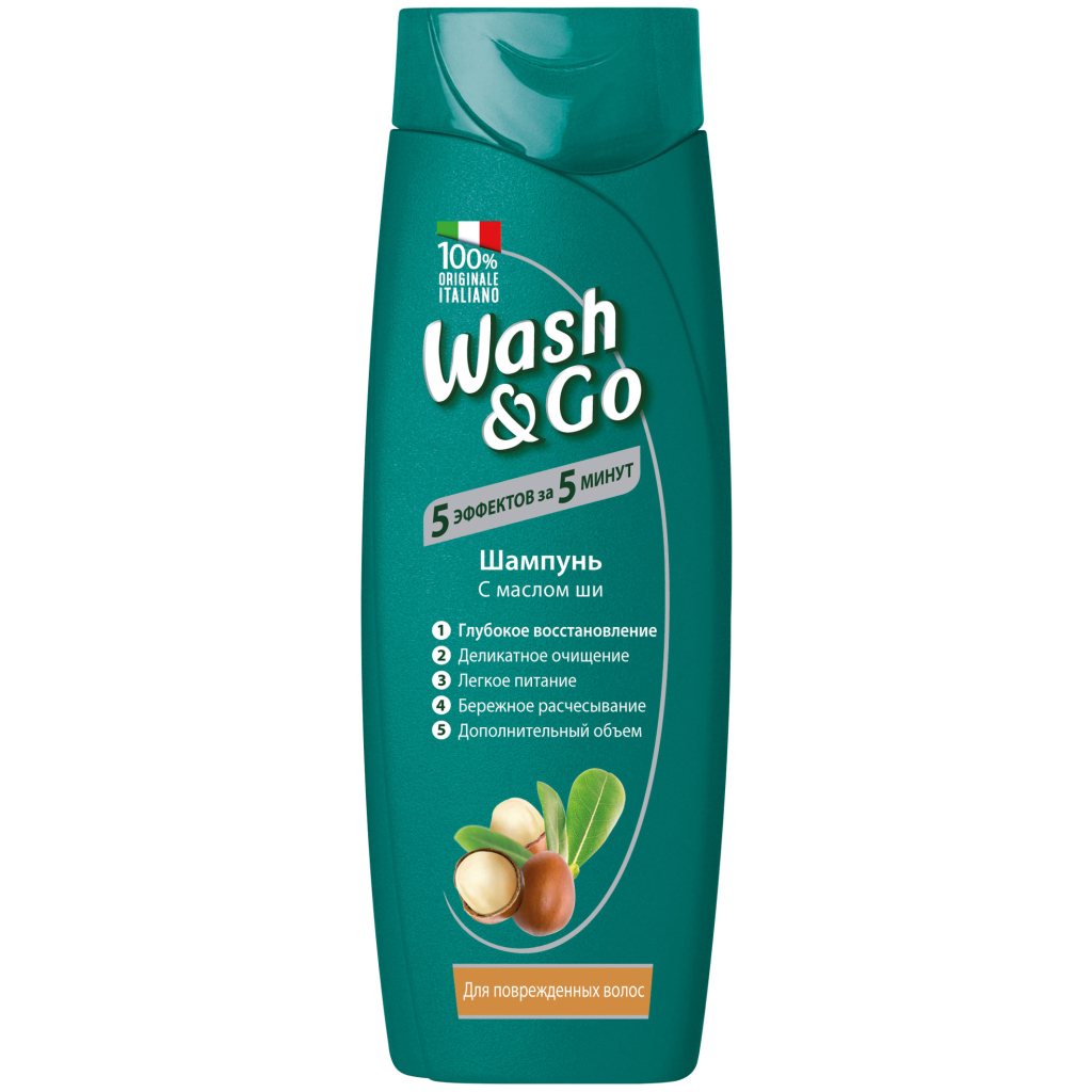 Шампунь Wash&Go з олією ши для пошкодженого волосся 200 мл (8008970045955) - зображення 1